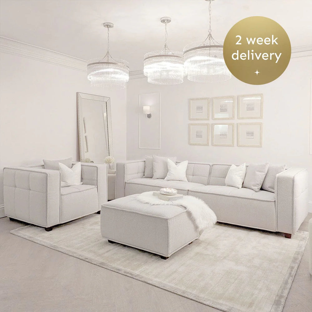 The Murray Putty Grey Boucle 4 Seater Premium Sofa Putty Grey Boucle Fabric - Belmont Interiors