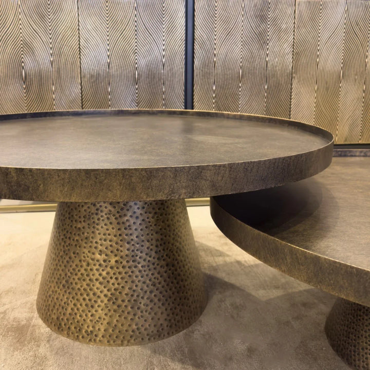 Libra Interiors Sandbanks Coffee Table Set of 2 – Rustic Antique Gold - Belmont Interiors