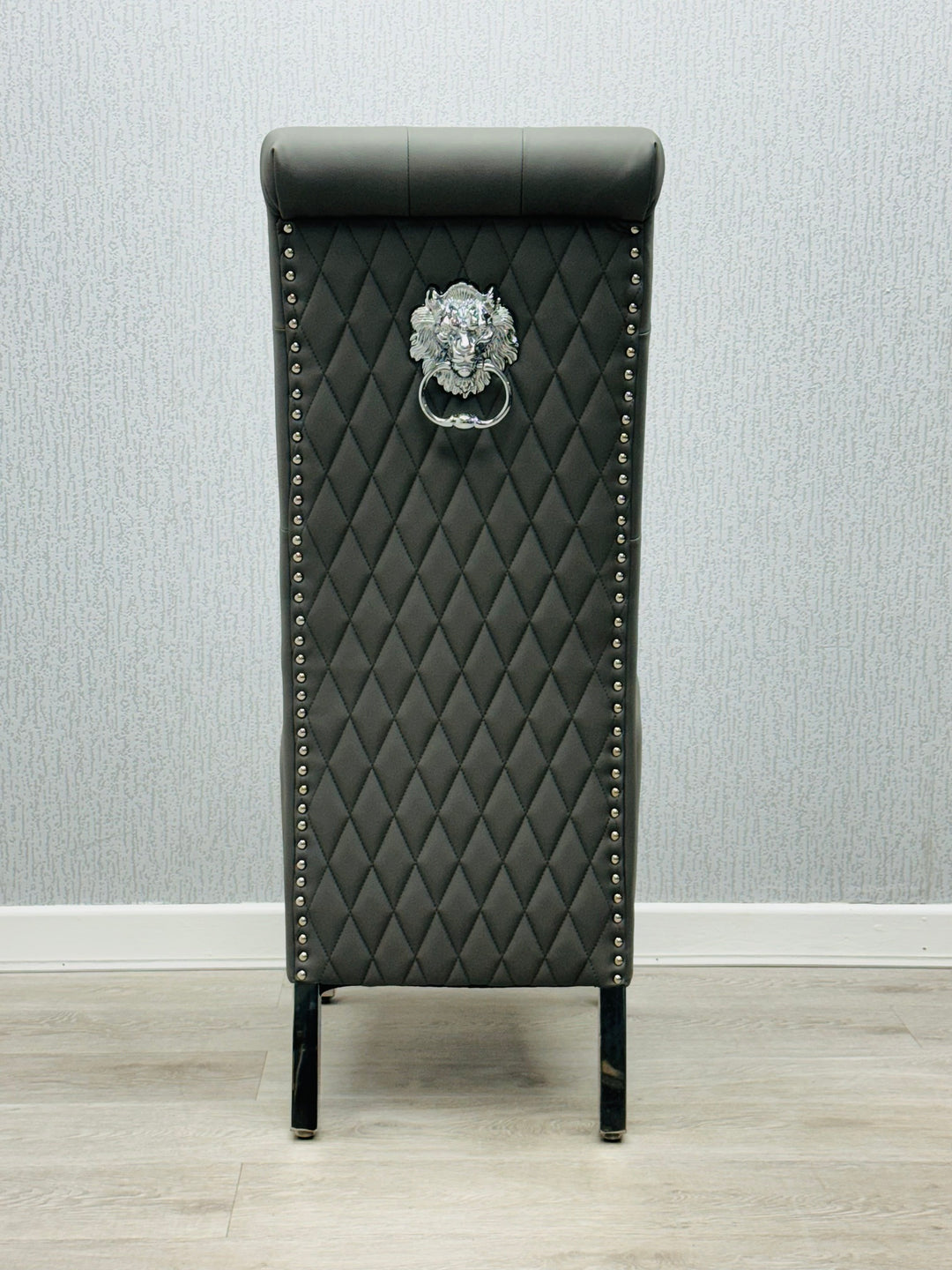 Lucy Scroll French Velvet Lion Knocker Dining Chair