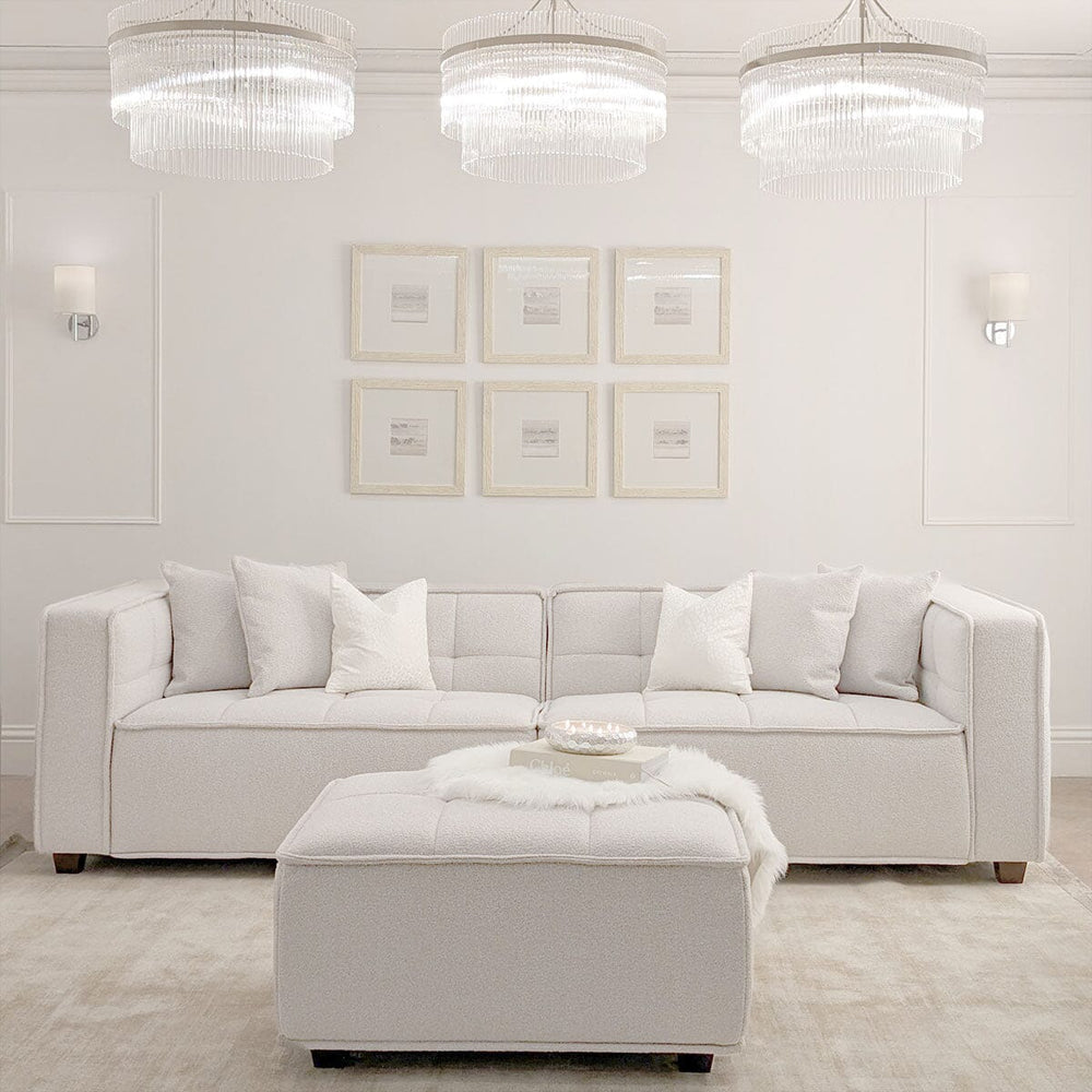 The Murray Putty Grey Boucle 3 Seater Premium Sofa Putty Grey Boucle Fabric - Belmont Interiors