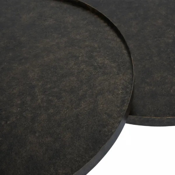 Libra Interiors Sandbanks Coffee Table Set of 2 – Rustic Antique Gold - Belmont Interiors