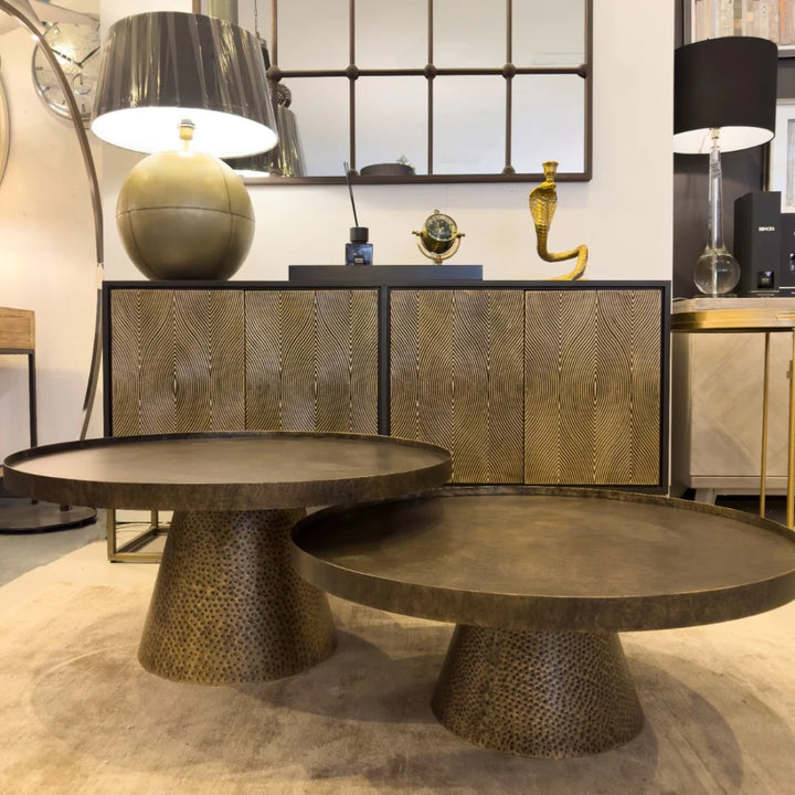 Libra Interiors Sandbanks Coffee Table Set of 2 – Rustic Antique Gold - Belmont Interiors