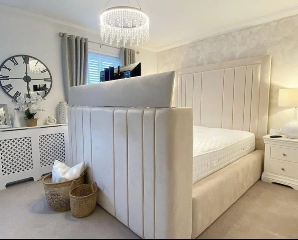 The Langham Panel Tall Bespoke TV Bed in Luxury Velvet