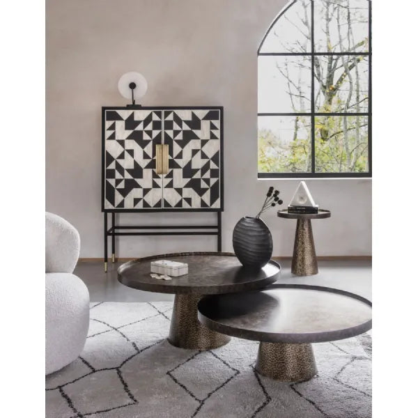 Libra Interiors Sandbanks Coffee Table Set of 2 – Rustic Antique Gold - Belmont Interiors