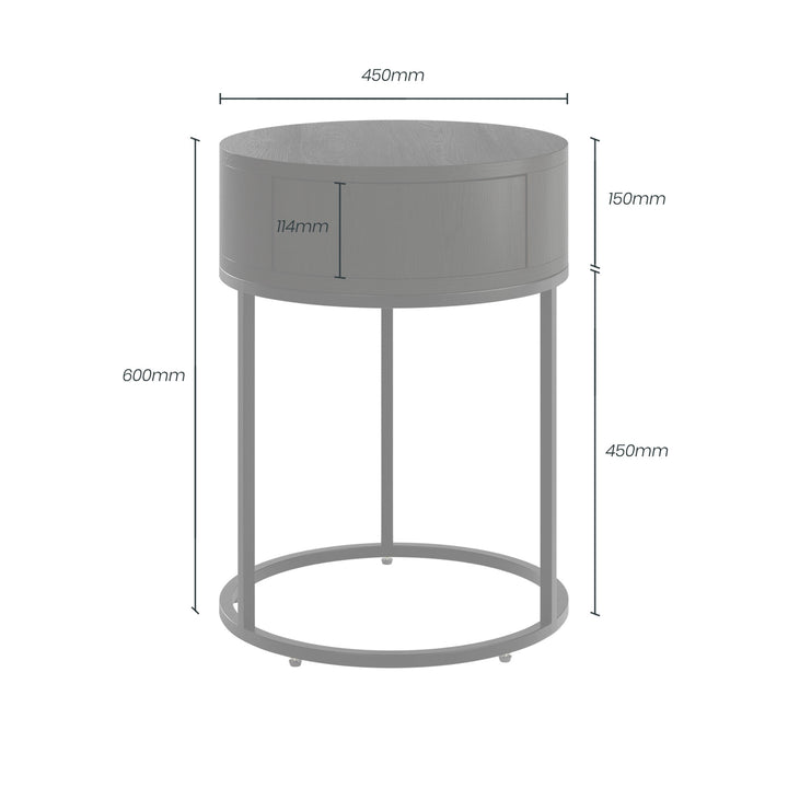 DI Designs Hampton Round Wooden Bedside - Black - Belmont Interiors