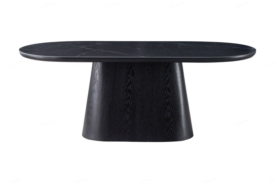 Blanco 200cm Oval Black Ceramic Sintered Marble Dining Table - Belmont Interiors