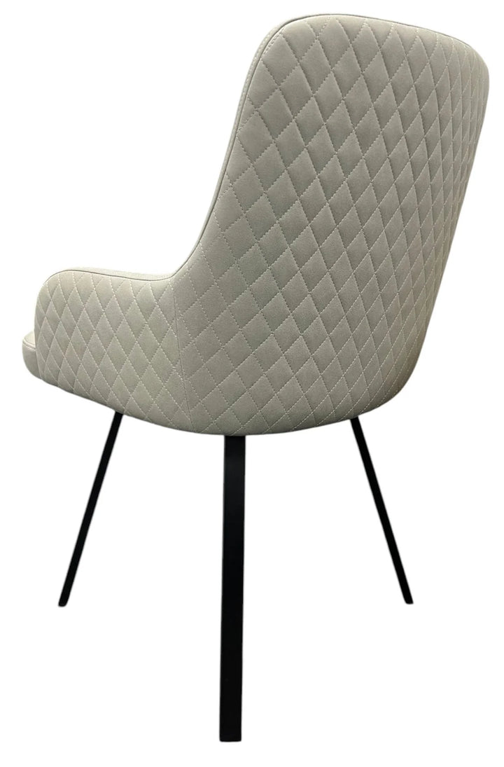Rose 180º Swivel PU Leather Dining Chair in Light Grey with Black Legs