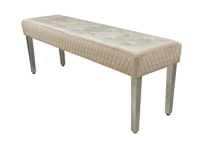 Majestic Mink Quilted Plush Velvet 140cm Bench - Belmont Interiors
