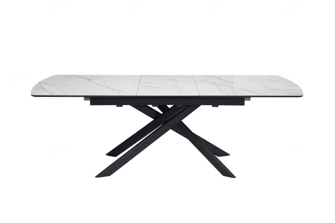 Cosmo 180-230cm Extending White Ceramic Marble Dining Table - Belmont Interiors