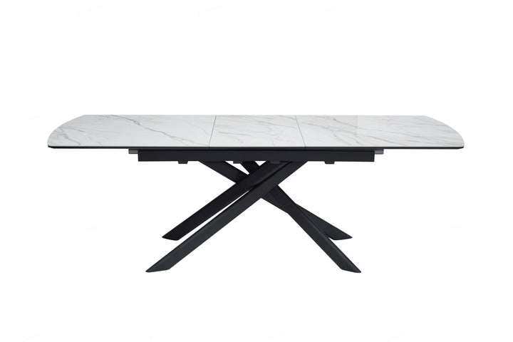 Cosmo 180-230cm Extending White Ceramic Marble Dining Table - Belmont Interiors