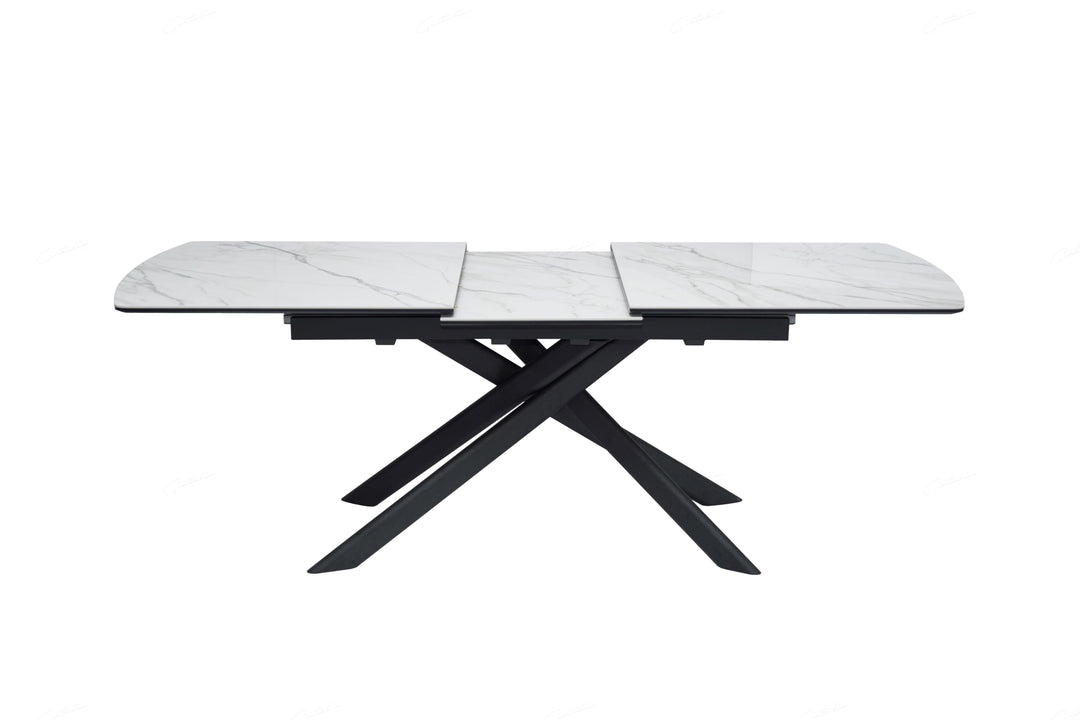 Cosmo 180-230cm Extending White Ceramic Marble Dining Table - Belmont Interiors
