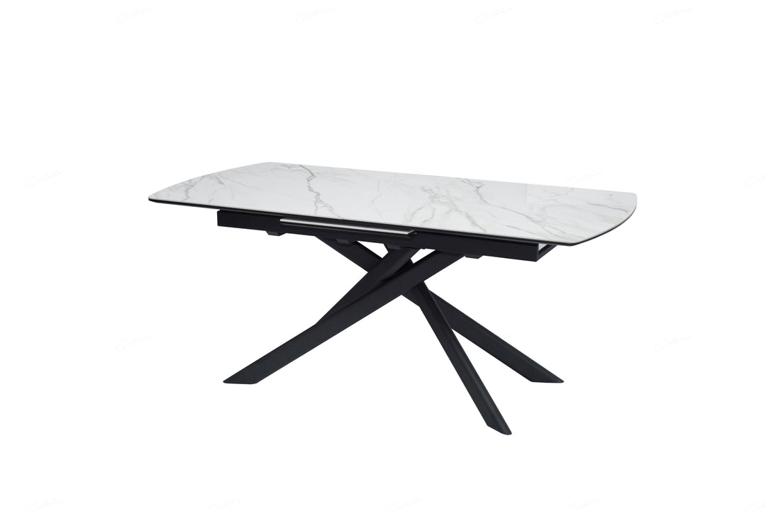 Cosmo 180-230cm Extending White Ceramic Marble Dining Table - Belmont Interiors