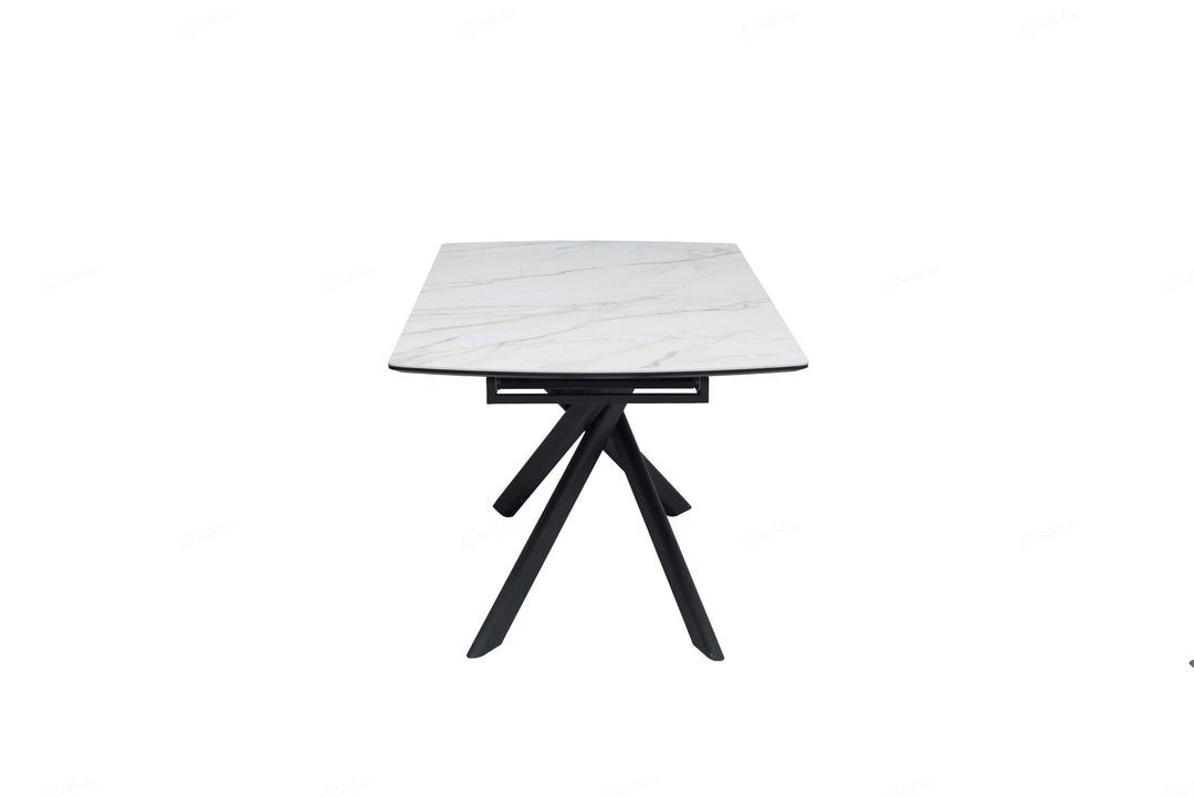 Cosmo 180-230cm Extending White Ceramic Marble Dining Table - Belmont Interiors