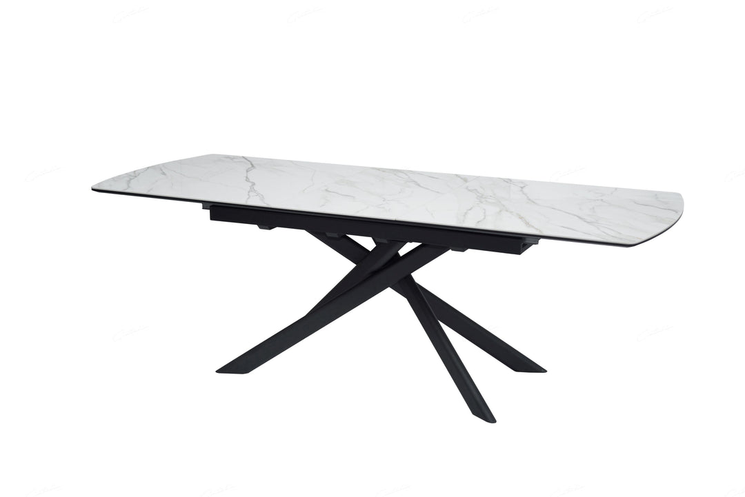 Cosmo 180-230cm Extending White Ceramic Marble Dining Table - Belmont Interiors