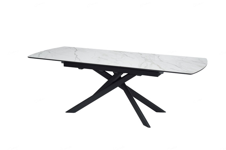 Cosmo 180-230cm Extending White Ceramic Marble Dining Table - Belmont Interiors
