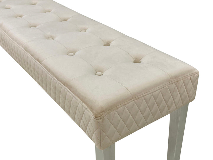 Majestic Mink Quilted Plush Velvet 140cm Bench - Belmont Interiors