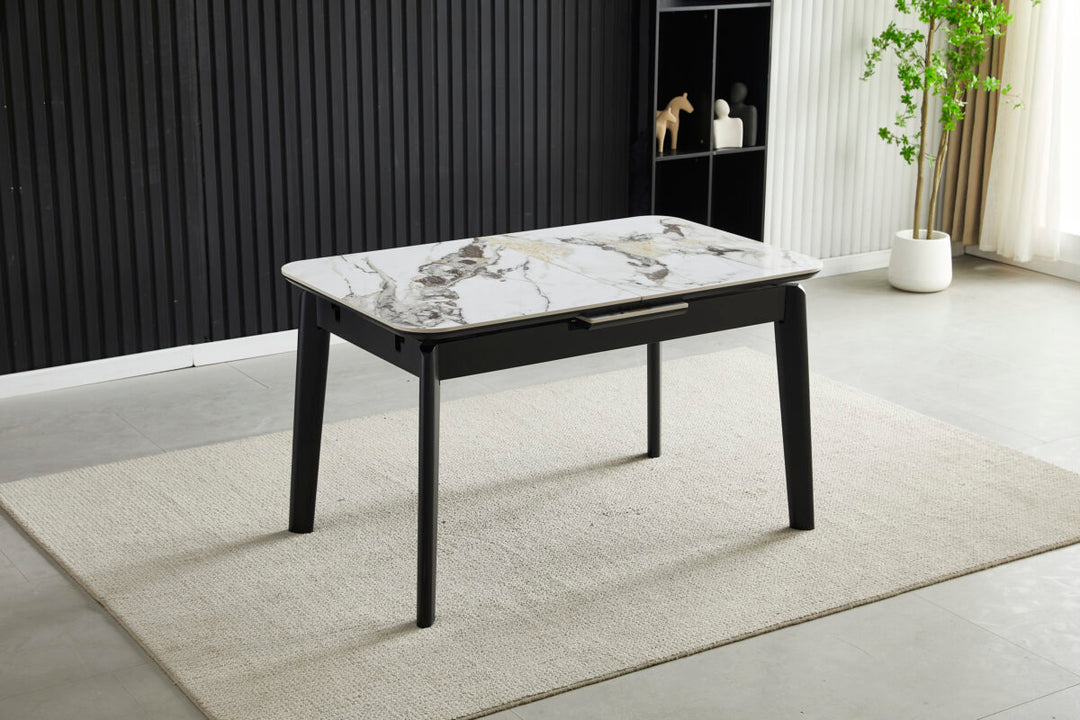 Savannah Extending Cream and Gold Ceramic Table 130-160cm