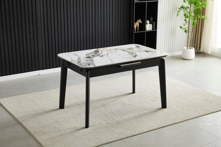 Savannah Extending Cream and Gold Ceramic Table 130-160cm