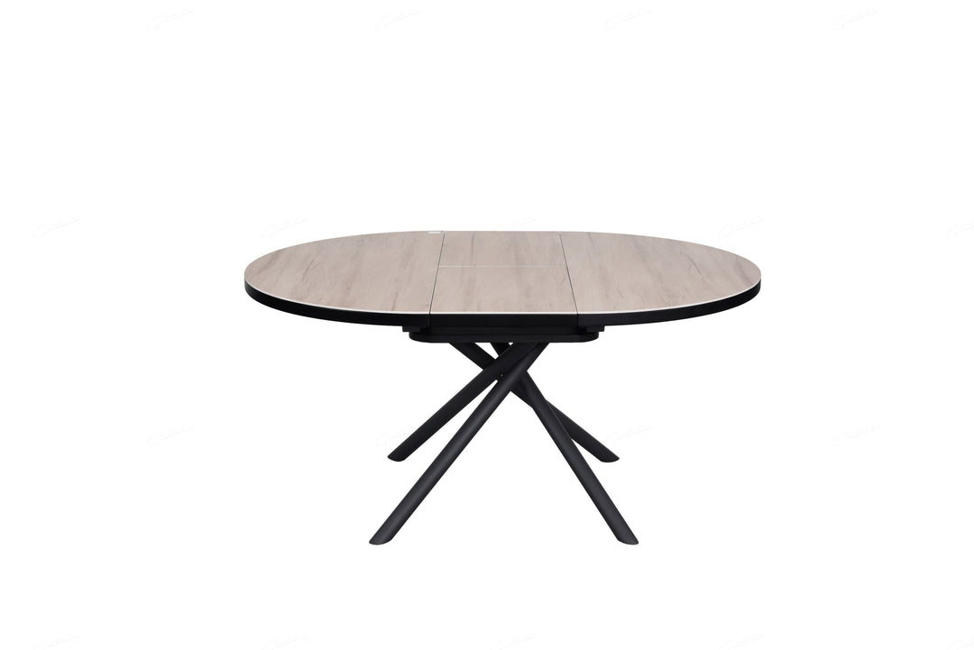 Daniello 120-160cm Extending Oval Round Oak Ceramic Marble Dining Table - Belmont Interiors