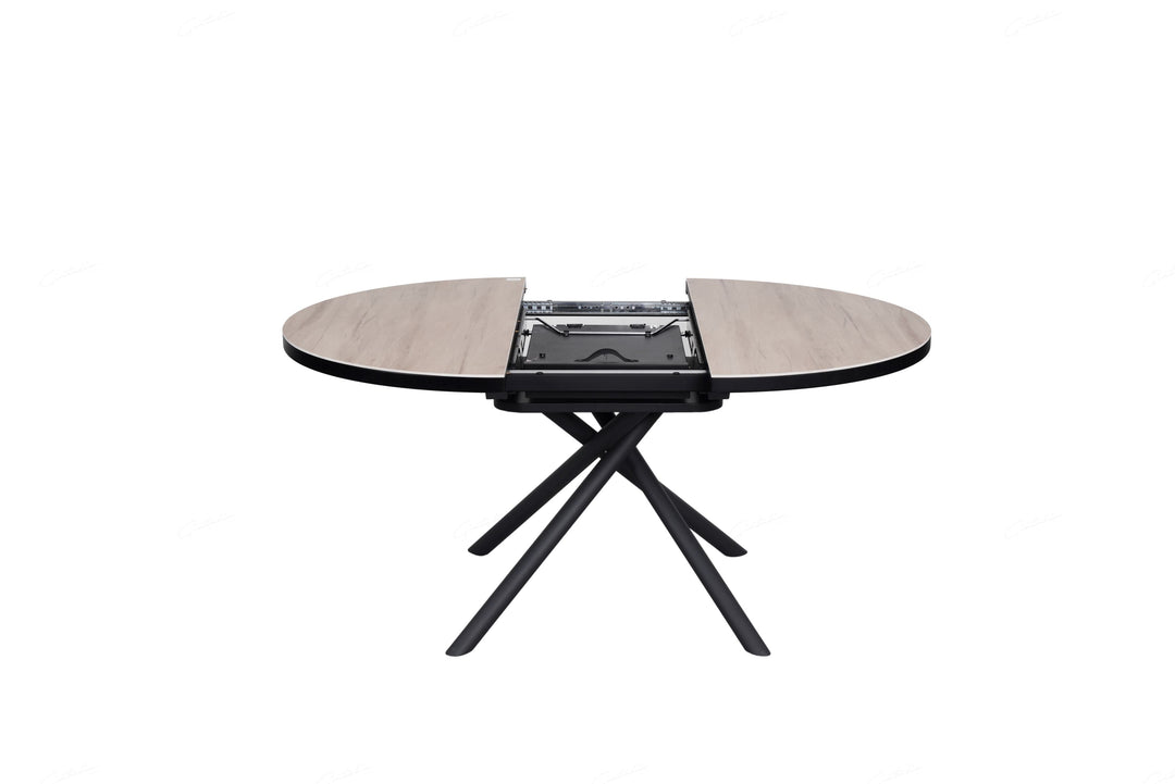 Daniello 120-160cm Extending Oval Round Oak Ceramic Marble Dining Table - Belmont Interiors