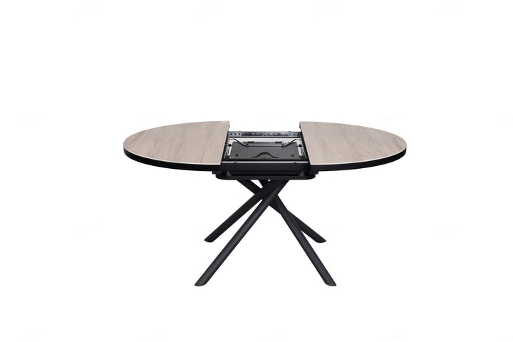 Daniello 120-160cm Extending Oval Round Oak Ceramic Marble Dining Table - Belmont Interiors