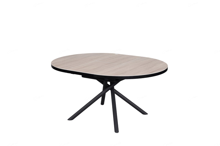 Daniello 120-160cm Extending Oval Round Oak Ceramic Marble Dining Table - Belmont Interiors