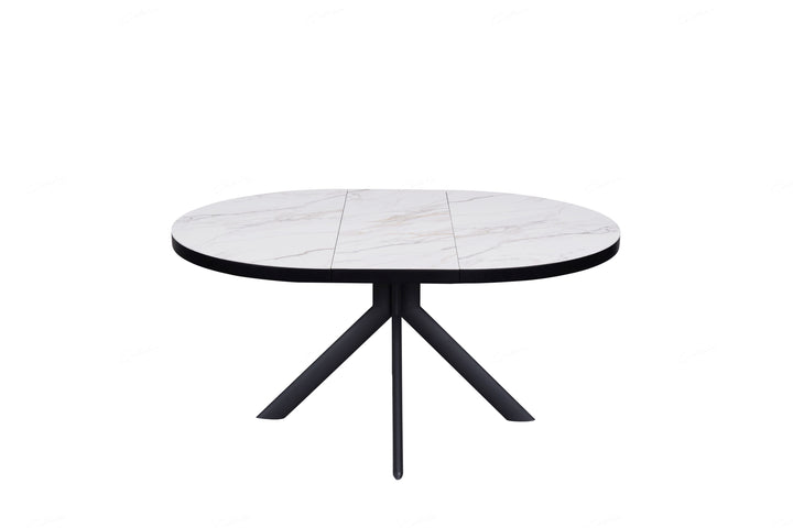 Daniello 120-160cm Extending Oval Round White Ceramic Marble Dining Table - Belmont Interiors