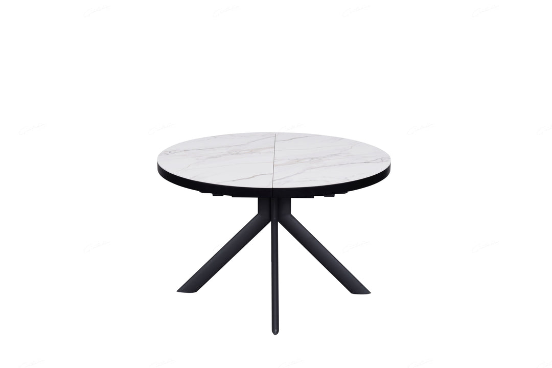 Daniello 120-160cm Extending Oval Round White Ceramic Marble Dining Table - Belmont Interiors