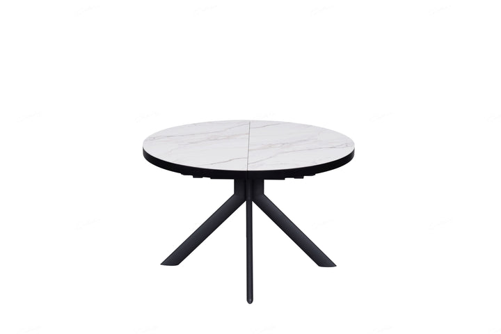 Daniello 120-160cm Extending Oval Round White Ceramic Marble Dining Table - Belmont Interiors
