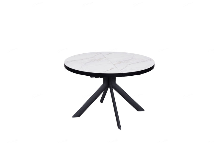 Daniello 120-160cm Extending Oval Round White Ceramic Marble Dining Table - Belmont Interiors