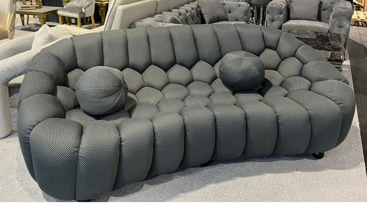 Belle Bubble Curved Sofa in Grey