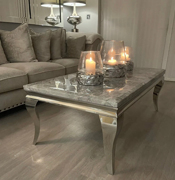 Louis White Marble Coffee Table - Belmont Interiors