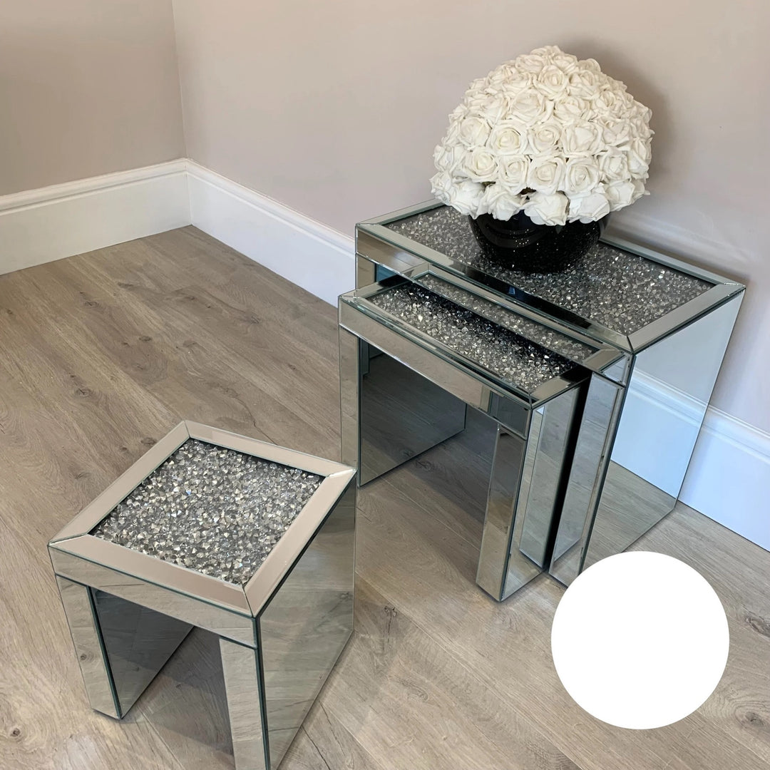 Diamond Crushed Mirrored Nest of Tables - Belmont Interiors