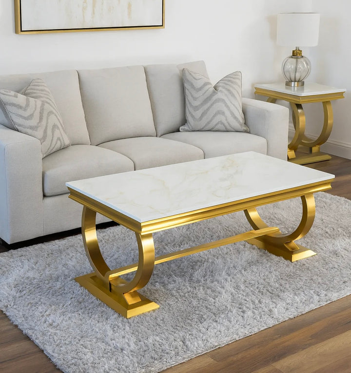 Arianna Gold 120cm Ceramic/Marble Coffee Table