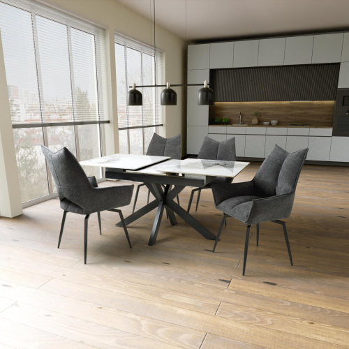 Nova 140-180cm White Ceramic Marble Extending Dining Table