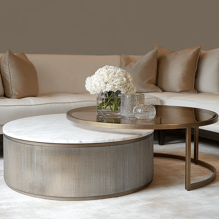 Libra Interiors Belvedere Nesting Coffee Table in Aged Gold