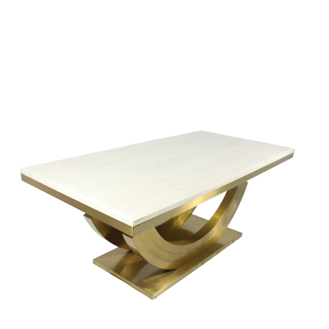 Rossi Gold 2m Marble Dining Table - Belmont Interiors