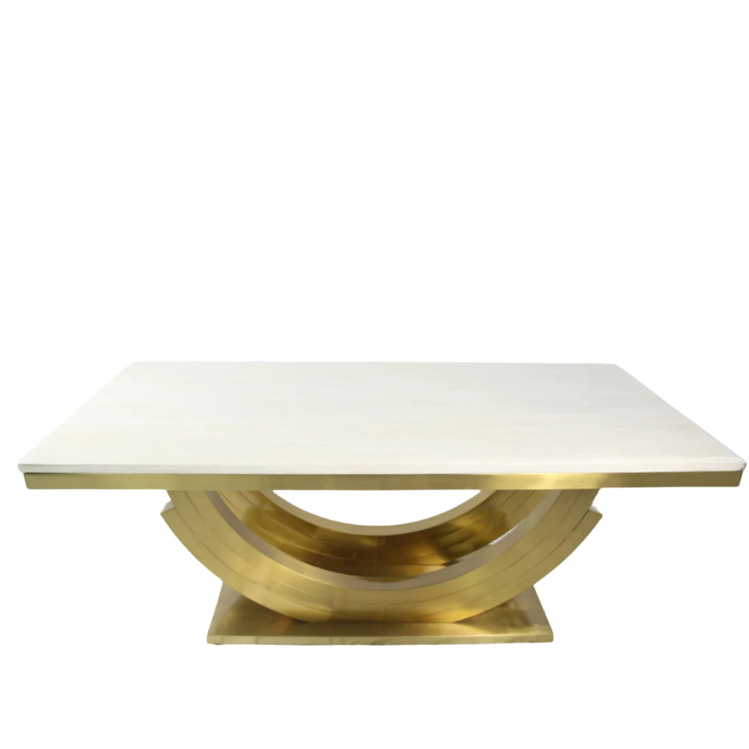 Rossi Gold 2m Marble Dining Table - Belmont Interiors
