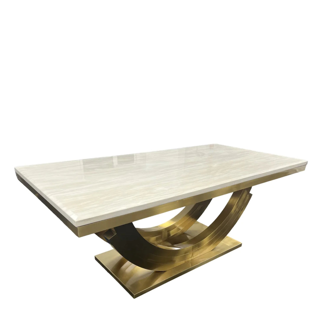 Rossi Gold 2m Marble Dining Table - Belmont Interiors
