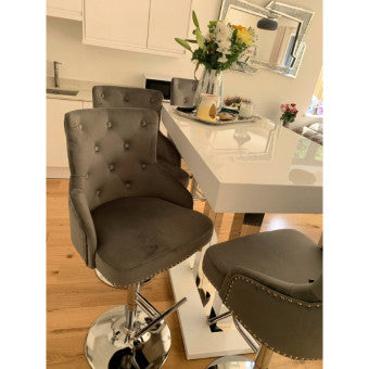 Knox Brushed Velvet Grey Bar Stool