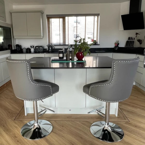 Knox Leather Effect Graphite Grey Bar Stool - Grey