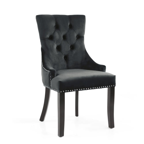 Caleb Brushed Velvet Black Chair with Black Legs - Belmont Interiors
