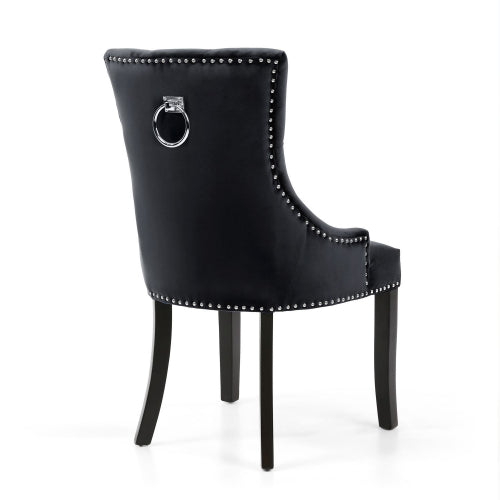 Caleb Brushed Velvet Black Chair with Black Legs - Belmont Interiors
