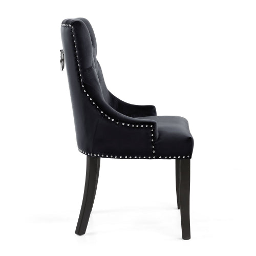 Caleb Brushed Velvet Black Chair with Black Legs - Belmont Interiors