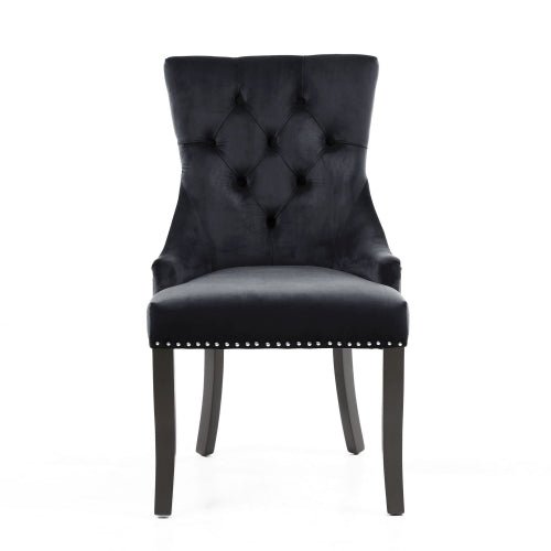 Caleb Brushed Velvet Black Chair with Black Legs - Belmont Interiors