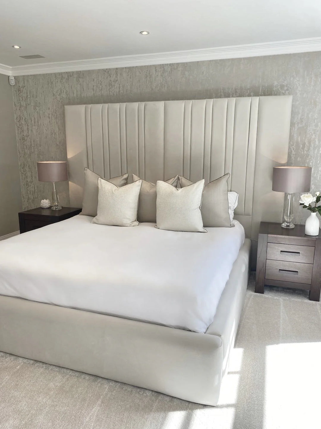 Dorchetser High Oversized Wide Headboard Luxury Panel Bed
