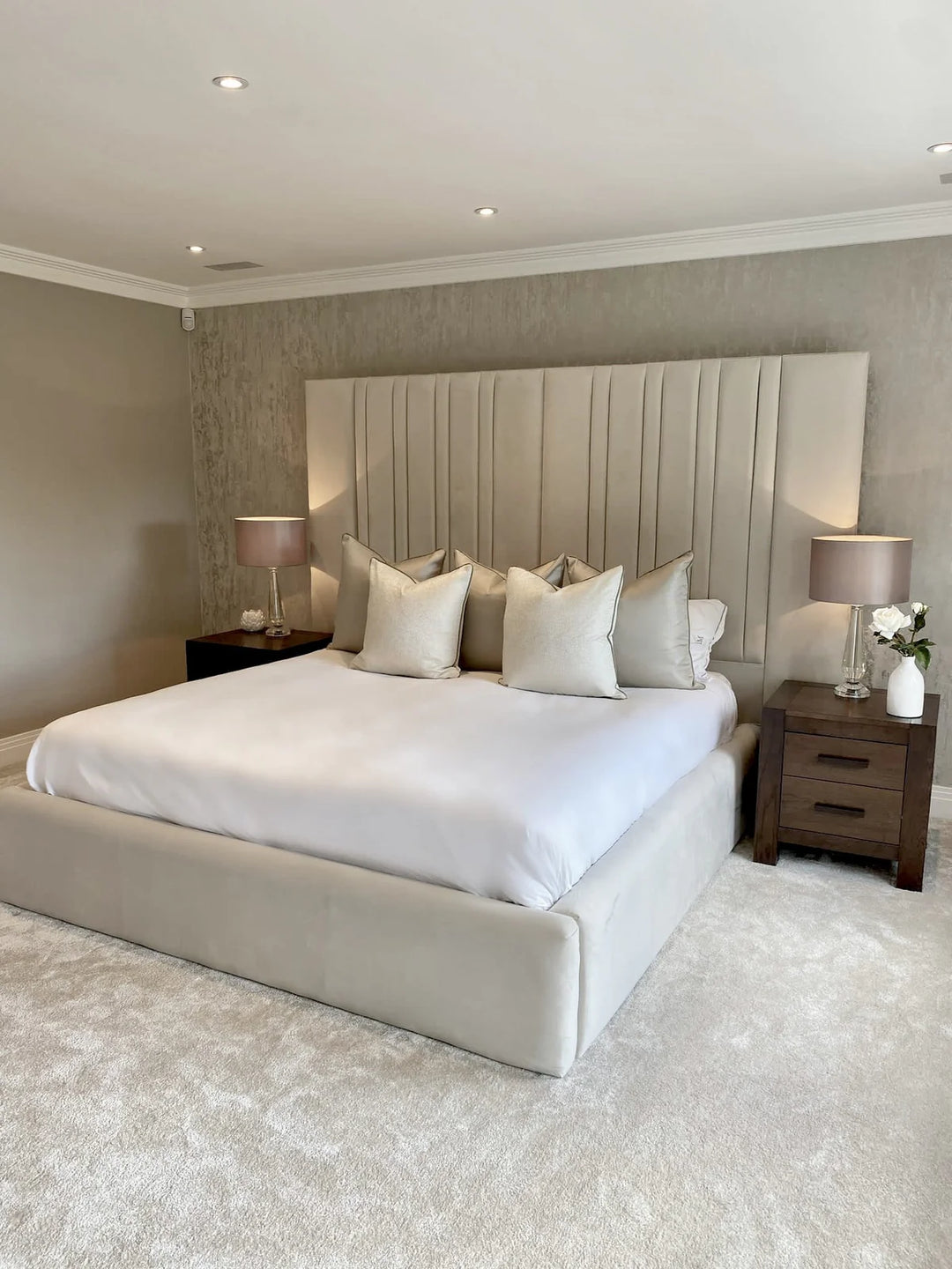 Dorchetser High Oversized Wide Headboard Luxury Panel Bed