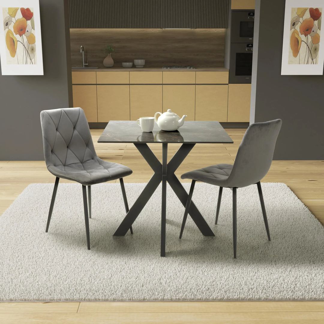 Nova Small 80cm Ceramic Grey Square Dining Table