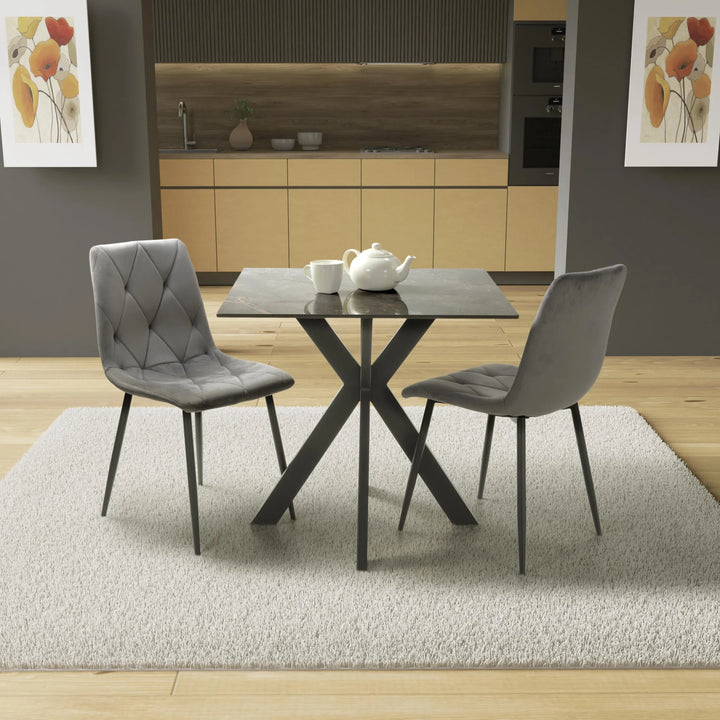 Nova Small 80cm Ceramic Grey Square Dining Table