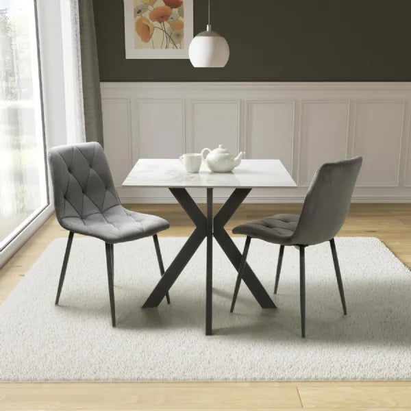 Nova Small 80cm Ceramic White Square Dining Table